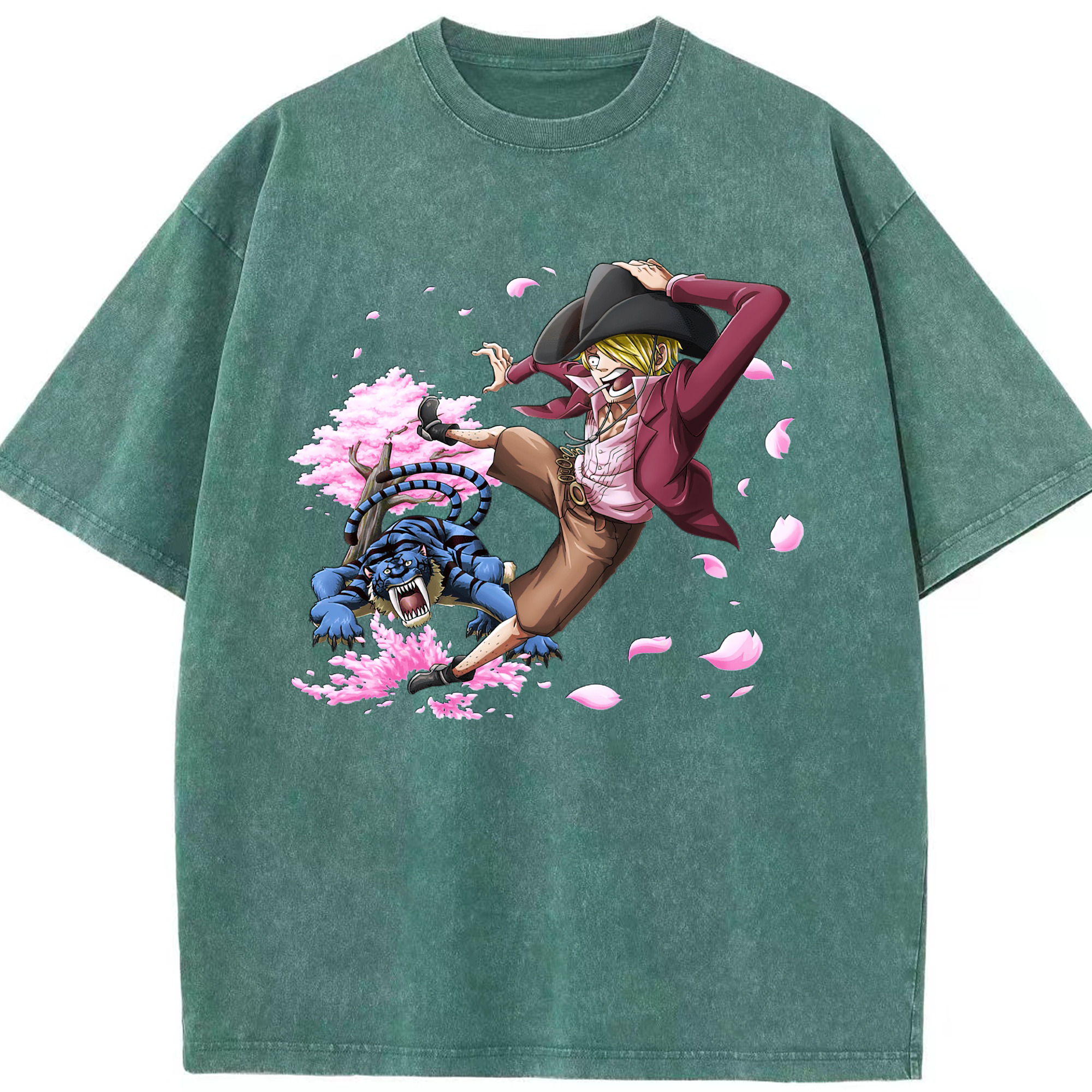 （画像用） ワンピース サンジ ONE PIECE Sanji 綿100% ヴィンテージ風 半袖Tシャツ（フロントプリント）
